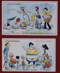 Promotional and Educational Cards for Children Depicting Food Specialities of the Var and Bouches-du-Rhone Regions, c.1910